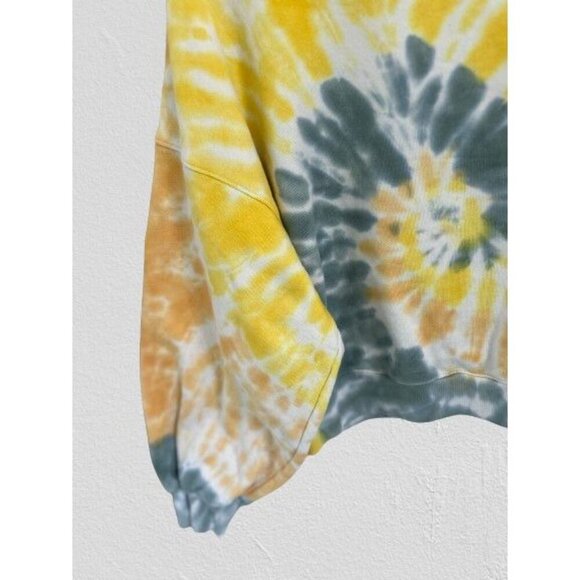 AGOLDE Balloon Sleeve Tie-Dye Sweatshirt Cropped Yellow Blue Size Small - Picture 4 of 8